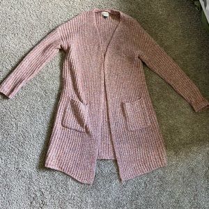 Large Long Fluffy Pink Knit Cardigan!